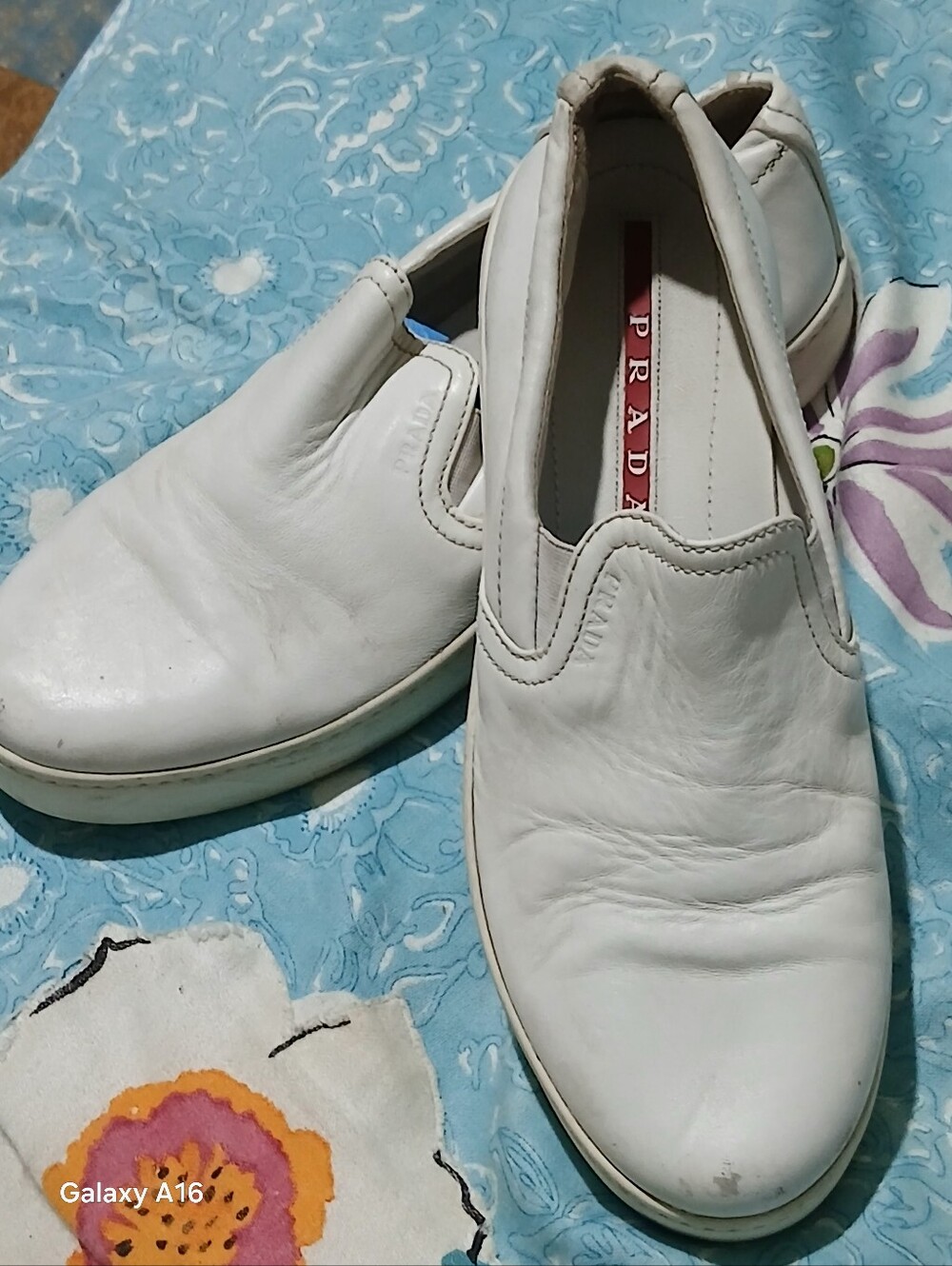 PRADA Solid White Leather Women’s Shoes Slip On Sneakers Size 37. US7 - Picture 8 of 10